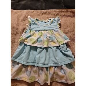 Le Top Blue Yellow & Green Dress With Ruffle Bottom Diaper Cover‎ Size 24 Months